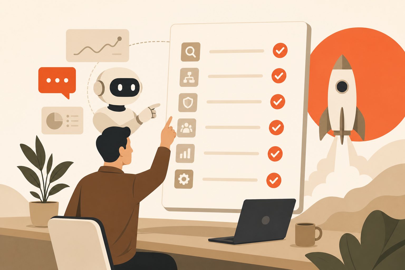 AI sales agent implementation checklist on a SaaS launch board