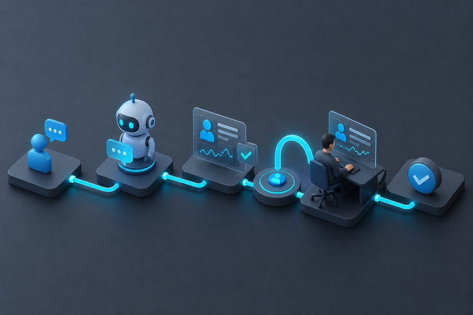 AI sales agent with human takeover workflow diagram