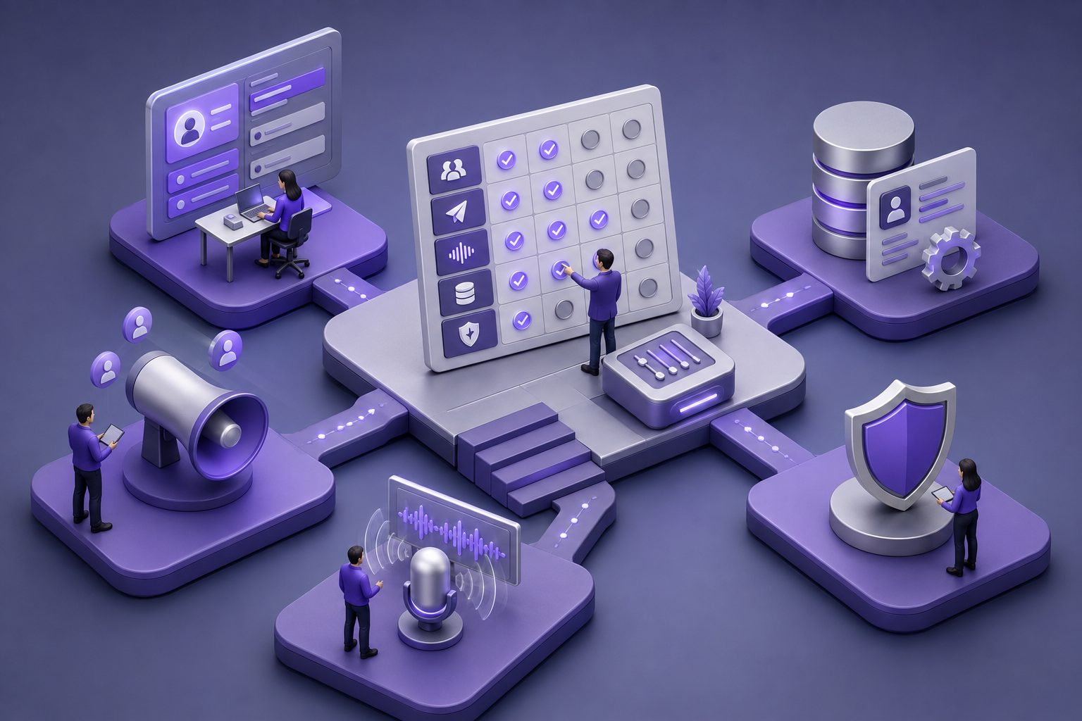 Evaluation board for automated sales reps software across inbound, outbound, voice, CRM, and governance criteria