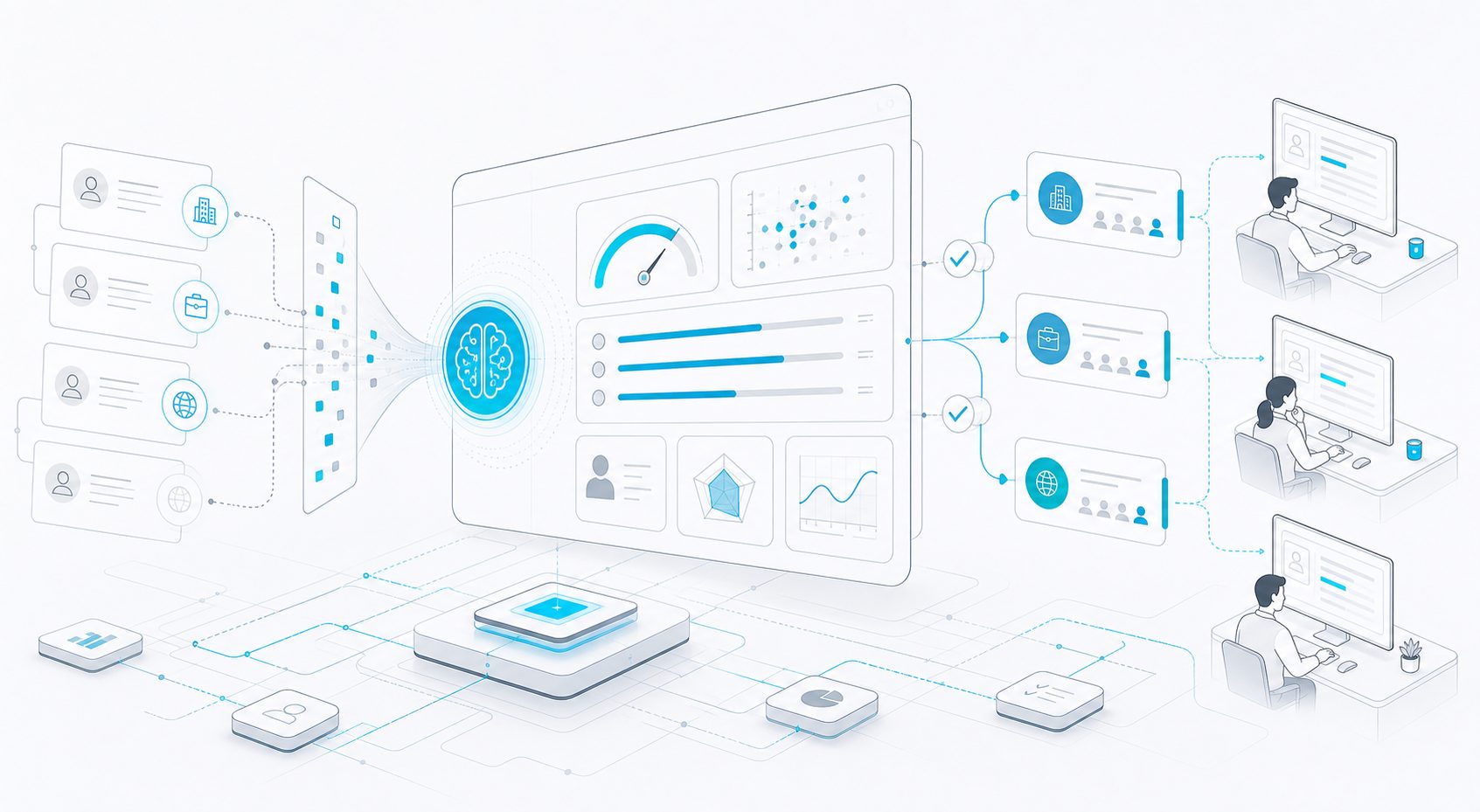 AI for B2B lead qualification dashboard with evidence routing and human review checkpoints