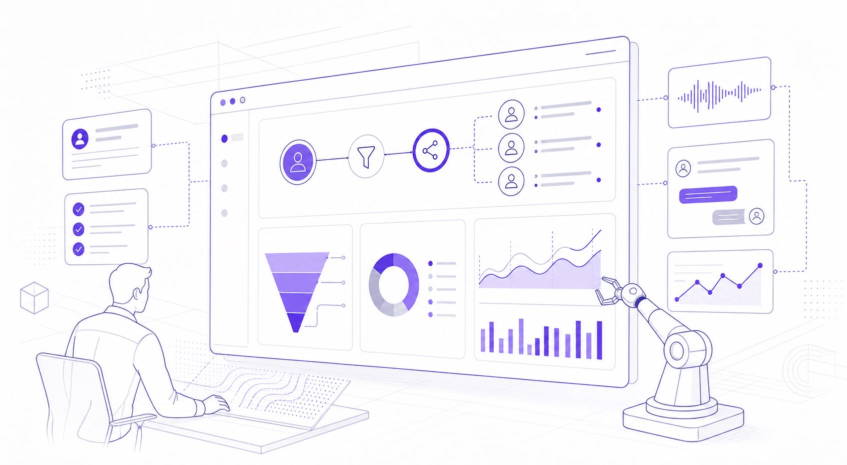 automated sales playbook software dashboard showing qualification, routing, and conversation analytics