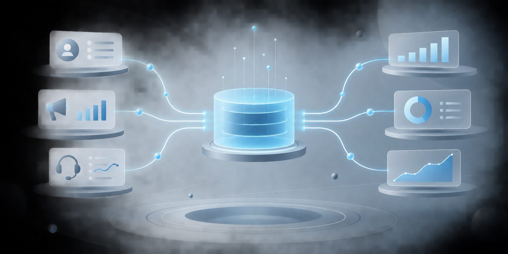 Diagram showing how a RevOps automation platform for SaaS companies connects CRM, marketing automation, and customer success data into one pipeline layer