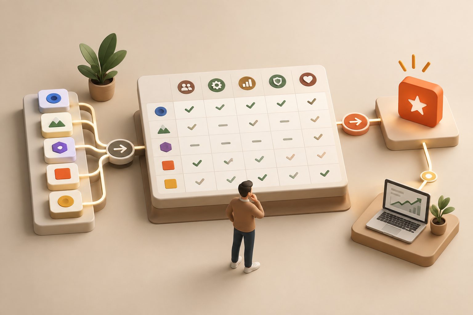 Scorecard table comparing trial conversion software across five evaluation dimensions
