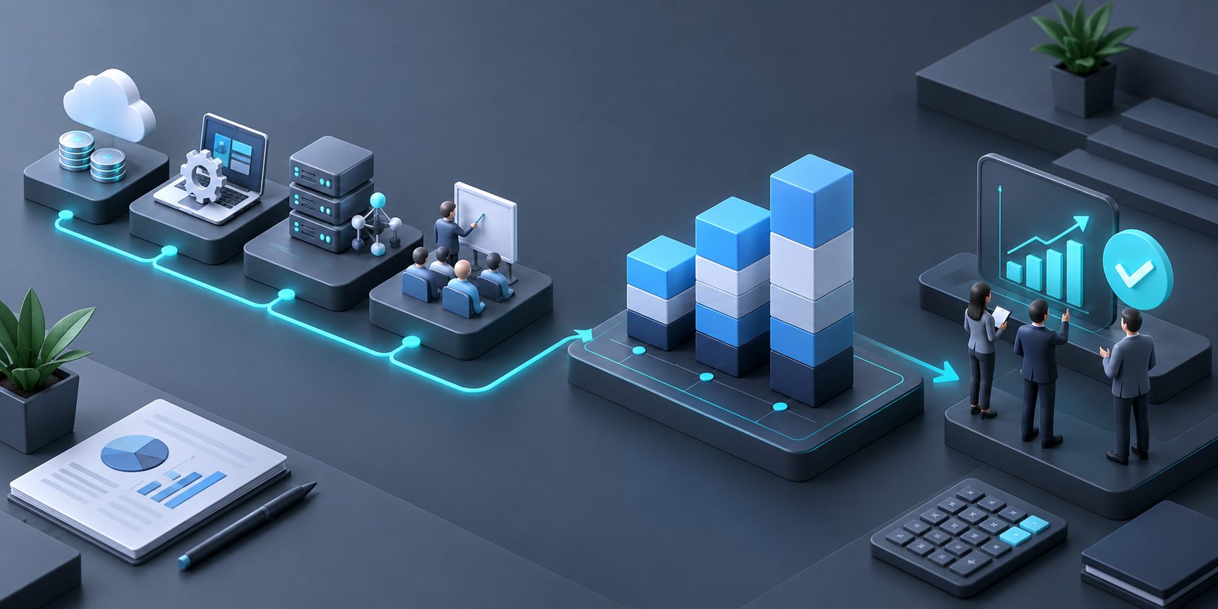 three-year software TCO model with subscription, implementation, integration, and training costs