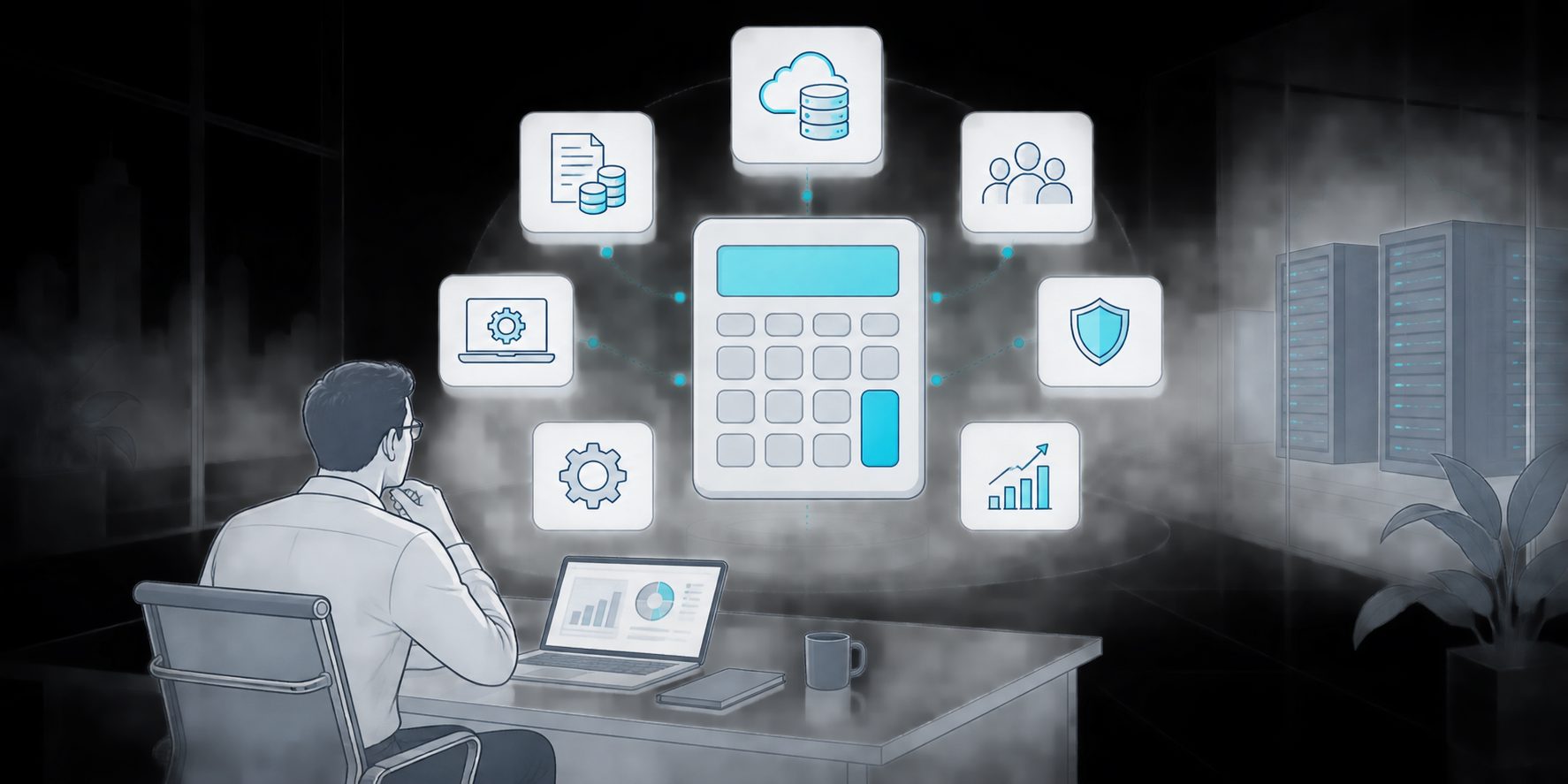 Enterprise SaaS total cost of ownership calculator showing lifecycle cost categories