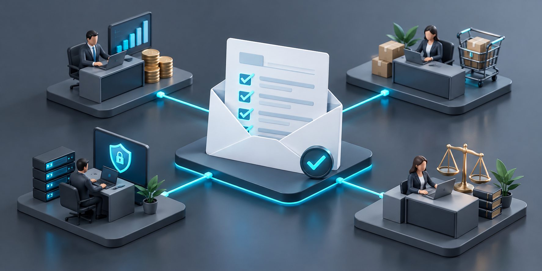 software approval email checklist for Finance, Procurement, Security, and Legal